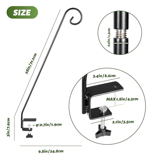 Heavy Duty Extensible Deck Hook - Adjustable for Hanging Bird Feeders, Plants, Suet Baskets, Wind Chimes, Lanterns