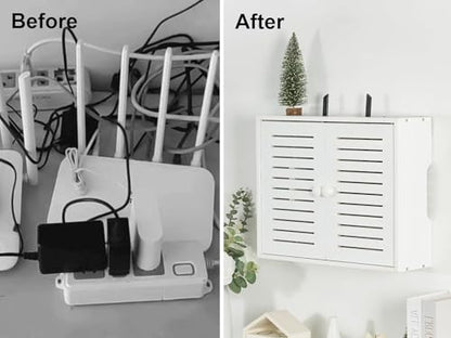 Wifi Storage Box Wall Mount Router Shelf Wooden Wifi Router Box Hider Wall Mount Router Storage Box for Modem Cable