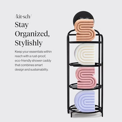 Kitsch Shower Caddy Hanging with Suction Cup | Self-Draining Shampoo Bar Holder & Shower Shelves for Conditioner Bars & Soap – Rust Proof Bathroom Caddy