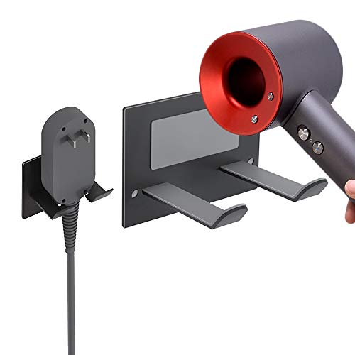 XIGOO Self Adhesive Hair Dryer Holder Wall Mounted | Adhesive Bathroom Hair Blow Dryer Rack, Organizer Compatible with Supersonic Hair Dryers, Black