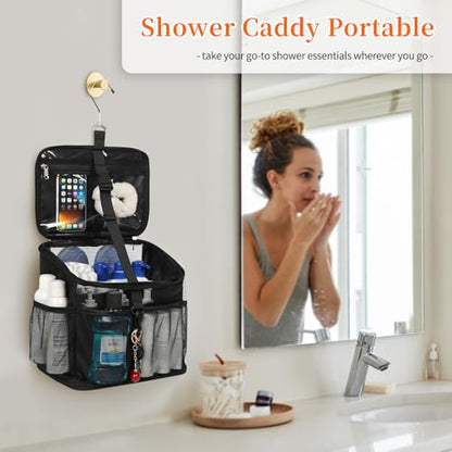 Shower Caddy Portable Mesh Shower Tote for Bathroom, Gym, Travel, Camping - Quick Dry Hanging Organizer Toiletry Bag with Handle for College Dorm Room, Men & Women