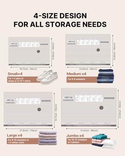 VINTAR 16 Pack Vacuum Seal Bags for Clothing Travel with Wireless Pump | Rechargeable Cordless Pump, Triple-Seal Leak-Proof, 16-Pack 4 Sizes (4J+4L+4M+4S) for Travel Luggage, Suitcase, Home Storage
