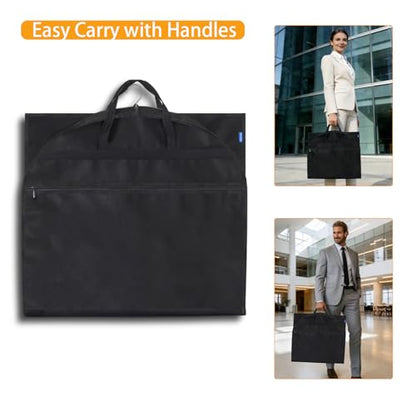 45" Suit Bags for Closet Storage and Travel, Gusseted Garment Bags with Large Back Pocket for Hanging Clothes, Suit Cover With Handles for Suits, Tuxedos, Coats, Shirts, Dresses (Black 3Pack)