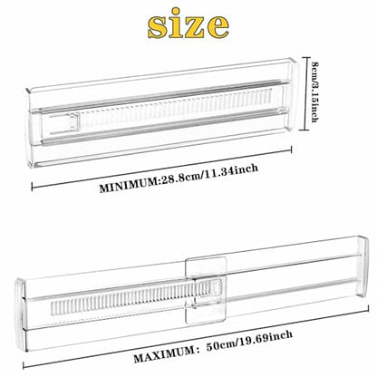 4 Pcs Drawer Dividers for Clothes,3.15" High 11.34"-19.69" clear | Adjustable Expandable Dresser Drawer Organizer, Clear Plastic Separators for Dresser, Baby Clothing