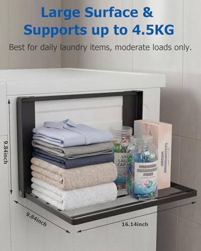 Magnetic Laundry Organizer, Magnetic Shelves for Washing Machine, Foldable | Magnetic Shelf for Fridge, Space-Saving, Bathroom, Kitchen RV, Black