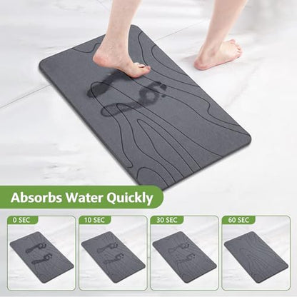 Stone Bath Mat – Non-Slip Diatomaceous Earth Shower Mat, Super Absorbent & Quick-Drying Bathroom Floor Mat, Easy-to-Clean Diatomite Bath Stone for Safer, Dryer Steps (23.6" x 15.4", Gray)