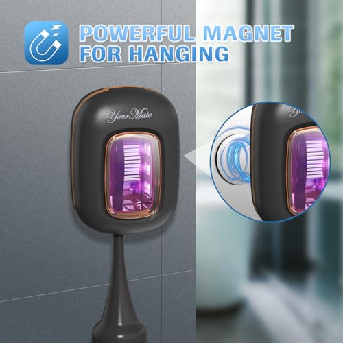 Rechargerable UVC Toothbrush Sanitizer Case Pro Compatible with Electric Toothbrush Heads/Regular Toothbrushes Travel Toothbrush Covers Case Magnetic Holder for Houshold/Traveling Black