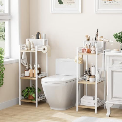 Slim Bathroom Storage Shelf Unit, Makeup Organizer for Small Spaces | 3 Tier Rustic Makeup Organizer for Cosmetic and Skincare, Space Saving Standing Shelves for Bathroom,Bedroom,Kitchen,Laundry