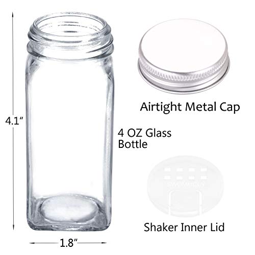 66 Pcs 4 oz Glass Spice Jars with Shaker Lids and 703 Spice Labels