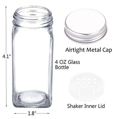66 Pcs 4 oz Glass Spice Jars with Shaker Lids and 703 Spice Labels