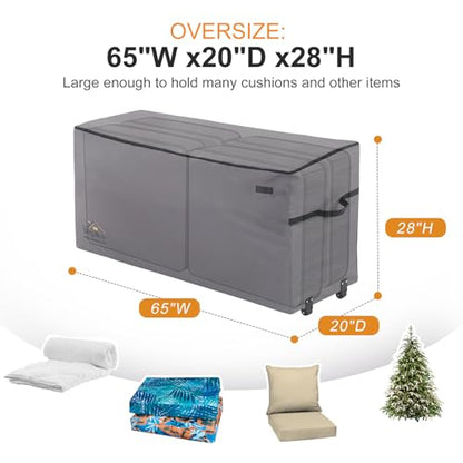 NettyPro Rolling Cushion Storage Bags with Wheel and Handle, Outdoor Patio Large Storage Container for Furniture Pillow Christmas Tree 9 Ft, 65 x 20 x 28 Inch, Grey