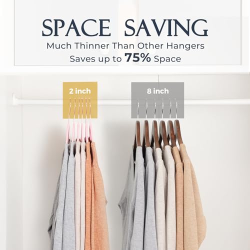 HOUSE DAY Pink Velvet Hangers 60 Pack, Premium Non-Slip Felt Clothes Hanger | Durable Space Saving Hangers, Sturdy for Suits, Heavy Duty Coat + No Hanger Marks, 360° Swivel Rotating Rose Gold Hook