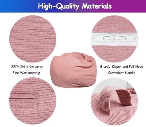 Bean Bag Cover for Organizing Plush Memory Foam Stuffed Animal Bean Bag Storage Soft Washable Premium Corduroy Organizer Keep Room Clutter Stuffable (Without Filling) X-Large