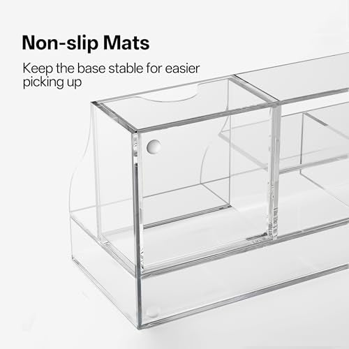 HBlife Acrylic Desk Organizer with Drawer, Pen & Pencil Holder, Multifunctional Desktop Caddy for Office Supply and Organization (Clear)