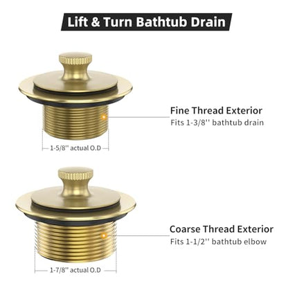 Brushed Gold Bathtub Drain Bath Tub Trim Set Conve... (Brushed Gold | Metal)