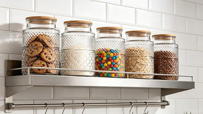 60 FL OZ/0.5 Gal Vintage Glass Storage Jar with Airtight Lid Set of 2