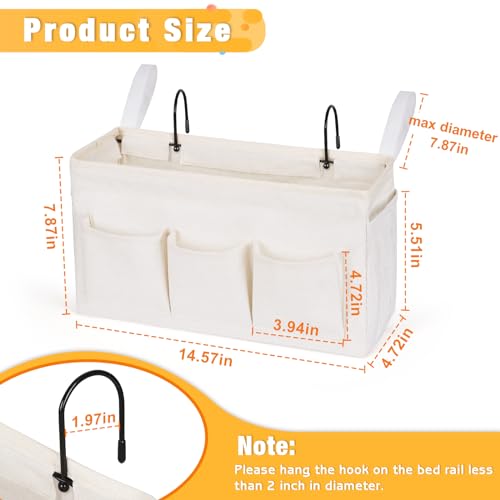 Bedside Caddy, Bedside Storage Bag Hanging Organizer for Bunk Bed | Bed Caddy with Fixed Straps and Water Bottle Holder for Home, College Dorm, Bunk Bed, Hospital Bed and Crib Bed Rails