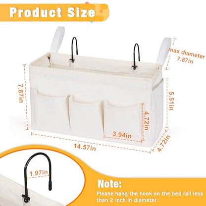 Bedside Caddy, Bedside Storage Bag Hanging Organizer for Bunk Bed | Bed Caddy with Fixed Straps and Water Bottle Holder for Home, College Dorm, Bunk Bed, Hospital Bed and Crib Bed Rails