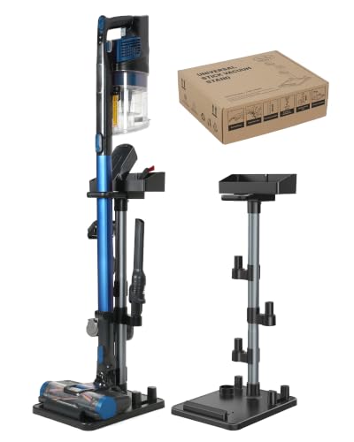 Cordless Vacuum Stand, Height-Adjustable Stick Vacuum Standing Dock Station, 7 Accessory Holders Attachments Organizer and Storage Box (Max. 1.8" Vac Wand)