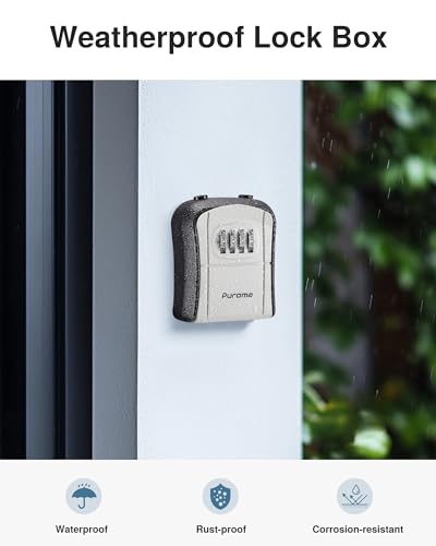 Puroma Lock Box, Portable Key Lock Box with Removable Cable Handle, Resettable Combination Lockbox Wall-Mounted Key Lockbox for House Key, Home, Office, Apartment Warehouse Key Storage (1 Pack, Grey)
