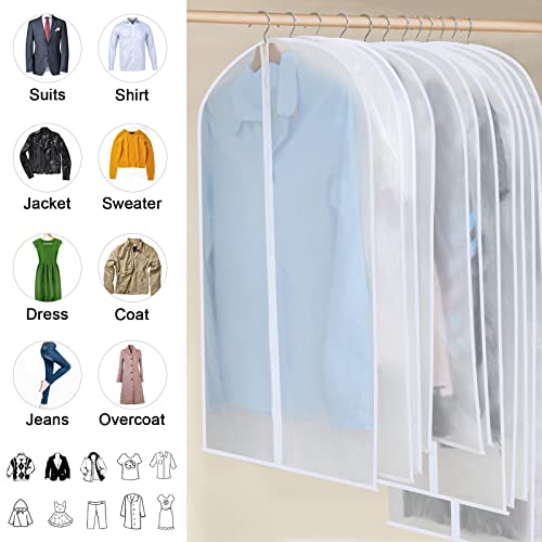 Clear Garment Bags for Hanging Clothes, Set of 12 Suit Bags Dust-Resistant Clothes Cover Bags PEVA Breathable Clothes Protectors with Full Zipper for Closet Storage, 24” x 40”/47”/55”