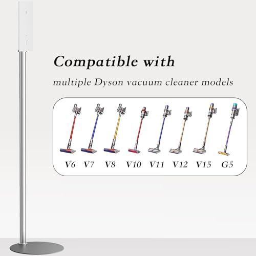 Lasvea Height-Adjustable Vacuum Stand for Dyson V7 V8 V9 V10 V11 V15 Gen5,Stainless Steel Holder with 4 Clips & 9 Accessory Storage,Tool-Free Assembly