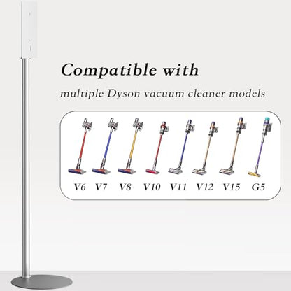 Lasvea Height-Adjustable Vacuum Stand for Dyson V7 V8 V9 V10 V11 V15 Gen5,Stainless Steel Holder with 4 Clips & 9 Accessory Storage,Tool-Free Assembly