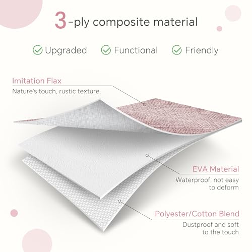 FinishingBo 11 inch Cube Storage Bin with Handles 6 Pack | Foldable Basket, Fabric Storage Bins, Closet Storage, Home Organizer (White/Pink)
