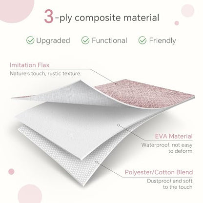 FinishingBo 11 inch Cube Storage Bin with Handles 6 Pack | Foldable Basket, Fabric Storage Bins, Closet Storage, Home Organizer (White/Pink)
