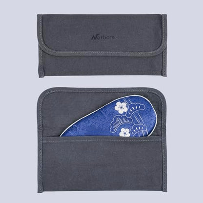 100% Mulberry Silk Sleep Mask with Eye Steam Pocket and Velvet Elastic Band, Luxury 22mm Silk Eye Mask for Nap Sleeping Relaxation and Traveling, Gift Package, Cherry Blossom Blue