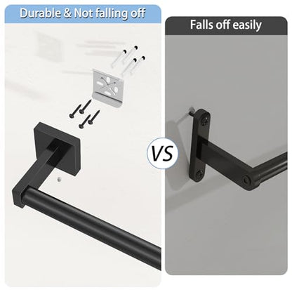 MKO Towel Bar for Bathroom, 24" 2 Pack Wall Mounted Towel Rack, Black | Hand Towel Holder Rod with Heavy-Duty Stainless Steel for Bathroom Kitchen Hanger, 2 Pack Value