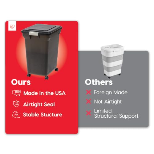 IRIS USA Dog Food Storage Container, Up to 58 lbs, Smoke Black, Made in USA