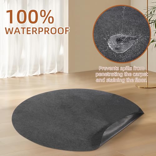 Waterproof Non-Slip Rug Pad, Round 7 Ft Carpet Pads for Large Area Rugs 1/8" Thick Felt Floor Protection Pad for All Floors and Finishes, Keep Rugs in Place and Provide Cushioning (7FT)
