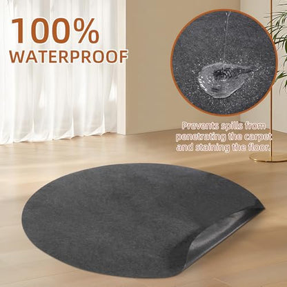Waterproof Non-Slip Rug Pad, Round 7 Ft Carpet Pads for Large Area Rugs 1/8" Thick Felt Floor Protection Pad for All Floors and Finishes, Keep Rugs in Place and Provide Cushioning (7FT)