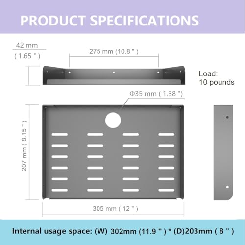 Metal Floating Wall Mounted Shelf Bracket for AV,... (Black | Metal)