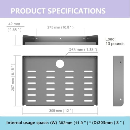 Metal Floating Wall Mounted Shelf Bracket for AV,... (Black | Metal)