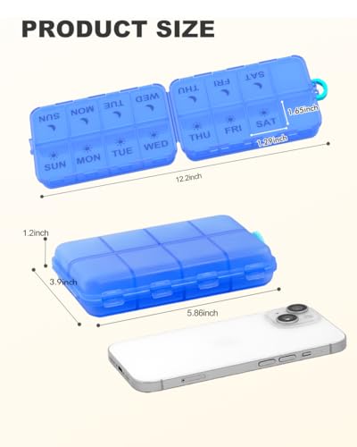 Pill Organizer Travel Medicine Case - Travel Pill Case with Etched Labels, Daily Travel Medicine Case Holder