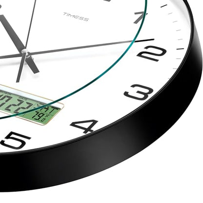Wall Clock, 10" Dial Non-Ticking Silent Battery Op... (Black)
