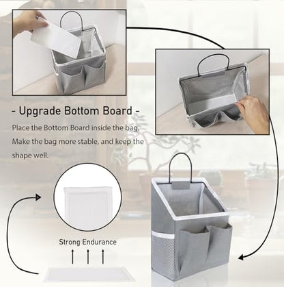 Kanrichu 2pcs Wall Hanging Storage Bag, Wall Hanging Baskets for Organizing as Over the Door Organizer, Wall File Organizer, Rv Storage and Organization. For Bedroom, Office, Camper (Gray-Upgraded)