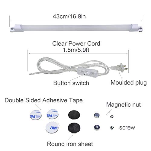 110V LED Under Cabinet Lighting,17inch LED Strip L... (White(6000K) | Plastic)