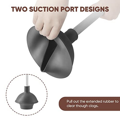 Eyliden Toilet Plunger and Brush Set, 2-in-1 Compact Holder, White | Unclogs Toilets, Deep Cleans Bowls, Nylon Bristles, Rubber Cup, Durable Plastic Caddy, Space-Saver, Bathroom Cleaning Tools