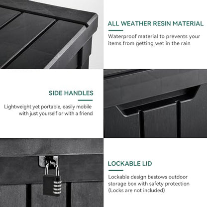 YITAHOME Deck Box | 51 Gallon Weatherproof Outdoor Storage Container for Patio Cushions, Pool Supplies, Garden Tools, Lockable Lid and Side
