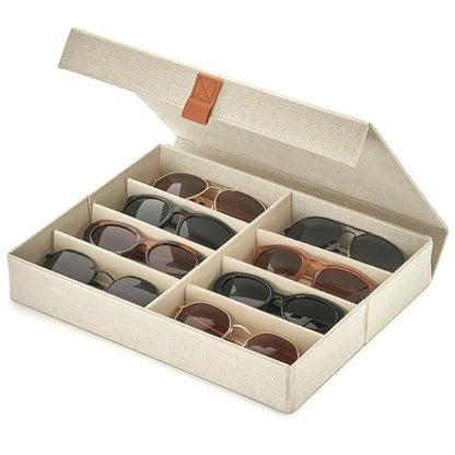 ZICOTO Beautiful Sunglass Storage Organizer For 8 Pairs - Stylish Case/Holder Displays Your Glasses And Protects From Dust