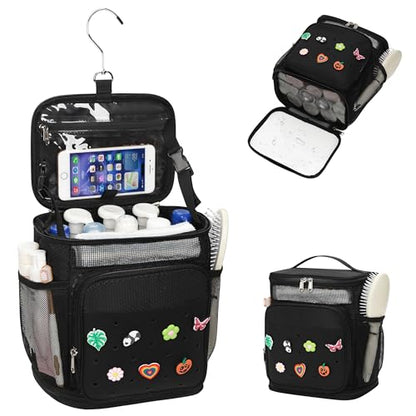 Hanging Shower Caddy Portable, Shower Bag for College Dorm Room Essentials, Large Capacity Shower Organizer Basket with DIY Decoration, Travel Toiletry Bag for Bathroom, Gym, Swiming, Camping, Beach