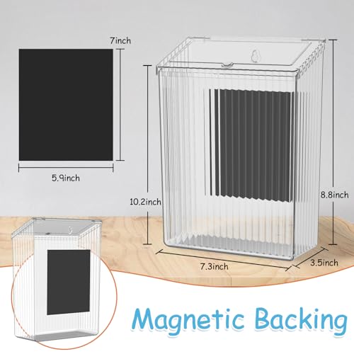 Sealegend Magnetic Trash Can with Lid, Space Saving Lint Bin Clear | Wastebasket for Kitchen, Refrigerator, Cabinet, Bathroom & Laundry Room