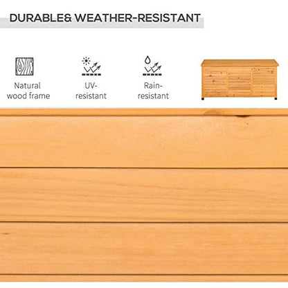 Outsunny 75 Gallon Wooden Deck Box Outdoor Storage Container Yellow | Aerating Gap, Weather-Fighting Finish