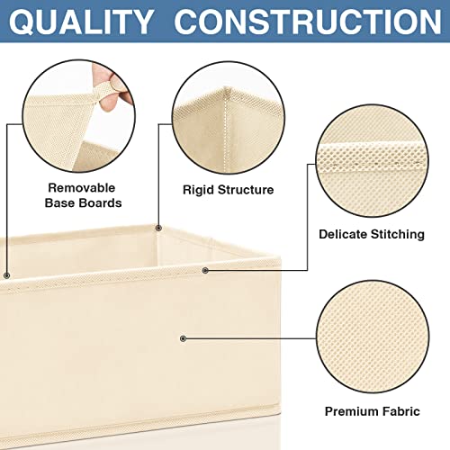 Drawer Organizer Clothes 12 Pack, Dresser Organizer for Nursery Bedroom Closet Organization and Storage - Baby Clothes Organizer Bins - Drawer Divider for Sock Underwear Bra Ties (Beige)