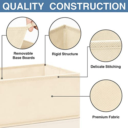 Drawer Organizer Clothes 12 Pack, Dresser Organizer for Nursery Bedroom Closet Organization and Storage - Baby Clothes Organizer Bins - Drawer Divider for Sock Underwear Bra Ties (Beige)