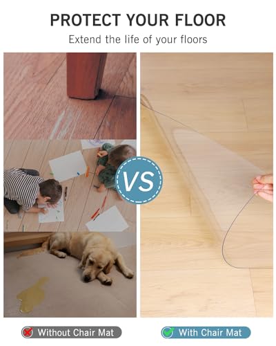 Area Mat for Hard Floors, 5'×7' Transparent PVC Area Rug for Home, Waterproof Durable Protector for Dining Room, Kitchen, Living Room, Large No-Slip Baby Play Mat for Floor, Pet Litter Pad