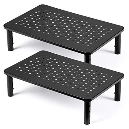 2 Pack Desktop Riser, 3 Height Adjustable Monitor... (Black | Alloy Steel)